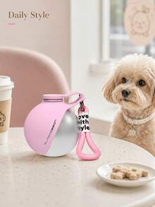 Minimalist Portable Pet Bottle With Thick Lanyard Durable Stainless Steel Dog Waterer For Puppy Kitten Sleek Puppy Drinking Flask Perfect For Reliable Daily Walking Running Gear 2 Colors Pet Travel Supplies - 彩色 - 查看 7