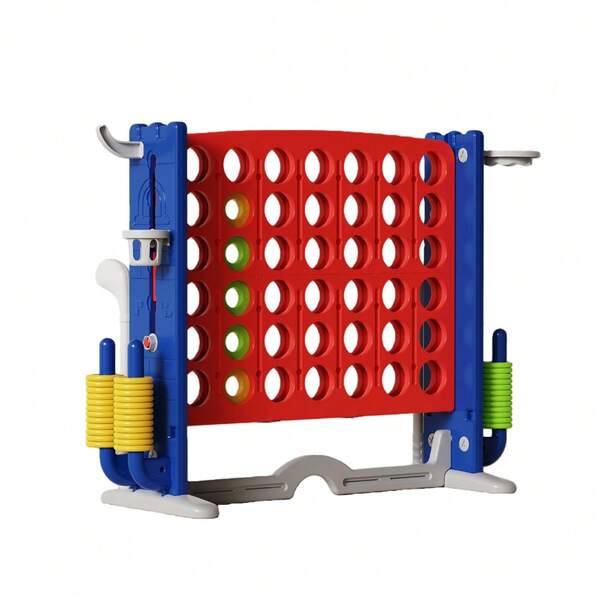 XXL Vier gewinnt Gartenspiel – 109 cm hoch. Dieses Strategiespiel ist ideal für Kinder und Familien, eignet sich für Partys drinnen sowie draußen und wird mit 48 Spielsteinen geliefert.