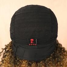Afro Curly Hair Wig With Hairband, Breathable Design, LINDEZA+WIG CAP MT1B/27#/BROWN WITH HONEY - MT1B/27 - 查看 8