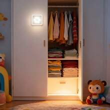 Human Body Sensor LED Night Light, Motion Sensor, AAA Battery Powered, LED Sensor Wall Light, Easy To Install And Carry, Suitable For Bedside, Hallway, Passage, Bathroom, Stairs And Cabinets - Smart PIR, Portable Lighting, And Easy To Install - Square Sensor Light - View 2