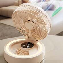 Foldable Portable Desktop Fan, LED Night Light + Mirror, 5-Speed Wireless Mini Cooling Fan, Multi-Angle Tilt Adjustment, Suitable For Bedroom/Office/Dorm - Multicolor - View 9