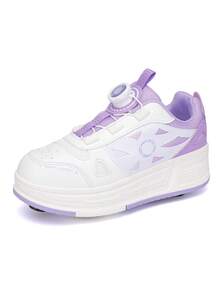 Small 4-Wheel Roller Skate Shoes Soft Bottom Anti-Slip Breathable Beginner-Friendly Easy To Learn High Elasticity Soft Bottom Roller Skate Shoes Indoor Outdoor Universal Style - Purple - View 11