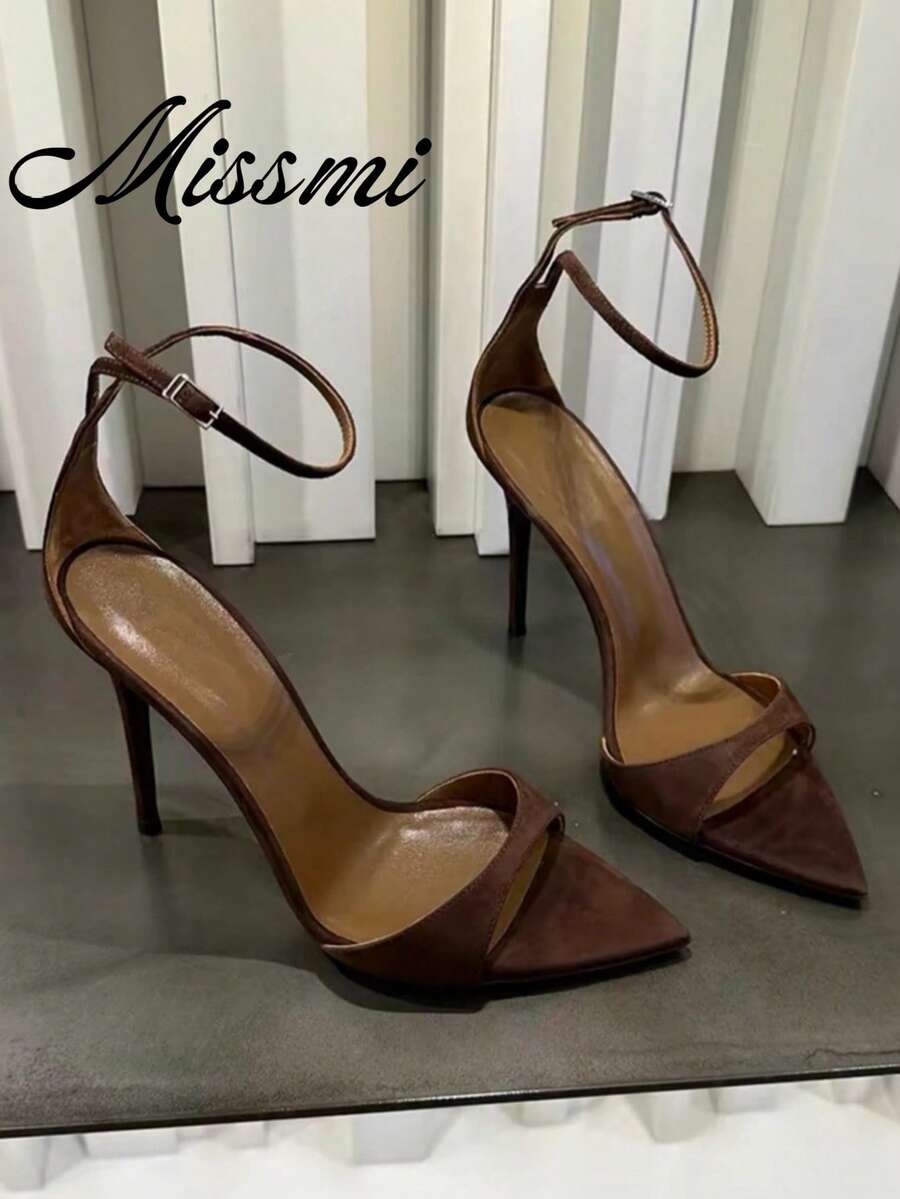 European And American Pointed Toe High Heels, Thin Heel, Rhinestone Embellished Gold Open Toe Sexy Elegant Lady Dress Sandals For Women,Stilettos Heels,Summer Shoes