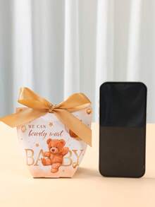 6pcs Teddy Bear Baby Shower Gift Bags With Gold Ribbon, Teddy Bear Theme Birthday, Wedding Favors, Gender Reveal Party, 1st Birthday Party - Brown Teddy Bear - View 11