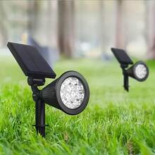 Solar Powered Outdoor Spotlight IP55, 9 LED Solar Lawn Light With Lithium Battery Solar Charging, Multi-Function Adjustable Ground Stake Landscape Light For Yard, Driveway, Backyard Decoration - 1pc - View 9