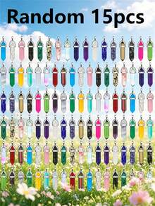 5/100pcs Multicolor Natural Crystal Stone Glass Pendants Black Leather Cord Necklace DIY Jewelry Making Accessories For Necklace Earrings Pendant Keychain - Multicolor - View 13