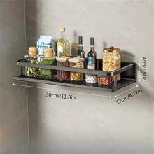 Estante de almacenamiento multifuncional con varilla para condimentos, estante de pared para condimentos, artículos de cocina, 1 unidad - 40 cm Gris - Ver 9