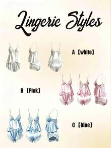 Customized Name Lace Trim Satin Pajama Set, Personalized Camisole Top & Shorts Lingerie, Bridal/Bridesmaid Sleepwear - Multicolor - View 8