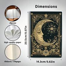 1pc/2pcs A5 136 Pages PP Cover Notebook - Sun & Moon, European Gothic Vintage Mysterious Galaxy Style, Lined Notebook, Fashion Notebook, Writing Practice Book, Travel Journal, Office Supplies, Stationery, Creative Gift For Women, Premium Gift, Back To School Essentials - A5 - View 2