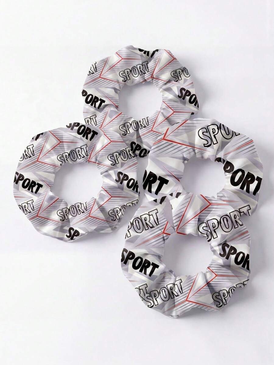 Sporty Letter Print Large Scrunchie European And American Style Fabric Hair Tie Hair Accessory - Multicolor - View 1