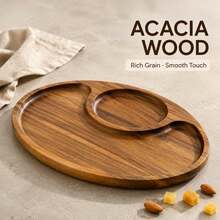 1pc Acacia Wood Tray, Creative Solid Wood Tray, Suitable For Sushi, Bread, Desserts And Snacks, Perfect For Halloween, Father's Day, Wedding, Home Kitchen And Outdoor Camping Use - Mocha Brown - View 7