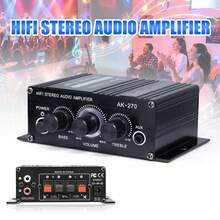 2通道汽車擴大機 HIFI 中置聲道喇叭 AK-270 迷你 12V 電腦汽車家用小型擴大機 汽車音響功率擴大機系統 混音器立體聲擴大機接收器 適用於汽車、家用喇叭、唱歌、吉他等 - 黑色 - 查看 12
