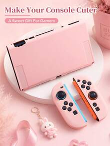 3合1可拆卸保護殼適用於Switch 2 2025/Switch OLED/Switch，可愛粉色軟殼保護殼3件組，防滑舒適握感，精準開孔，女孩遊戲主機裝飾保護殼，Switch遊戲配件，遊戲控制器配件，防摔防滑防刮，完美禮物 - 粉色 - 查看 13