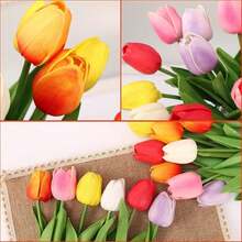 3pcs Artificial Tulip Flowers Home Decor Ornaments Living Room Bedroom Decoration Fake Flowers - Apricot - View 6