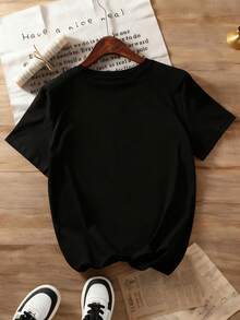 Kaos Lengan Pendek Leher Bulat Motif Kartun Kelinci Lucu dan Huruf + Celana Kargo untuk Anak Laki-Laki, Setelan Musim Panas Terbaru - MultiWarna - View 4