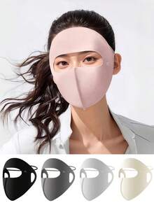 1pc Ice Silk Full Face Sun Protection Mask, Anti-UV Breathable Mask, Shaped Face Bandana, Outdoor Cycling Driving Sun Visor Mask, Cooling Breathable Design - Multicolor - View 1