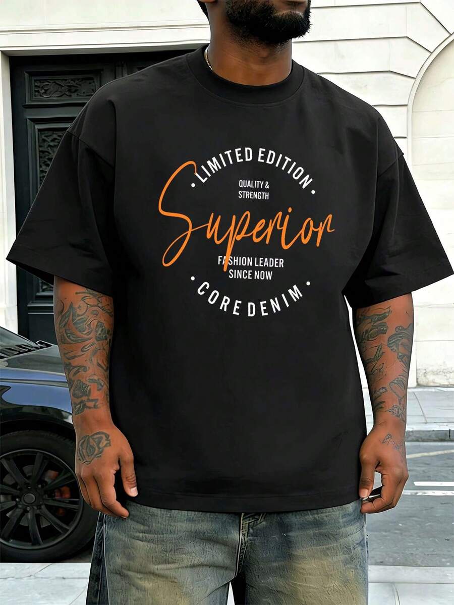 Men Plus Size T-Shirts - Black - View 1