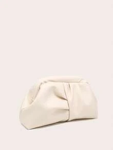 Women's PU Fabric Pleated Clutch Bag, Pleats Like Light Clouds, Minimalist And Fashionable, Large Capacity, Suitable For Outings, Shopping And Beach Vacations. - Apricot - View 2