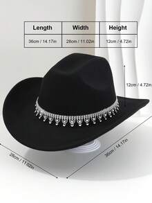 1pc Women's Solid Color Casual Western Cowboy Hat For Travel, Shopping, Daily Use - Pink - View 5