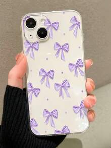 1個透明芋紫色蝴蝶結圖案手機殼 個性化 適用於 iPhone 16 Pro Max 17/16/15/14 Plus/13/12/11 保護殼 Air 適用於三星系列 - 彩色 - 查看 4