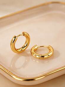 1-6 Pairs Women's Gold Hoop Earrings, 316L Stainless Steel Cubic Zirconia Inlaid Small Hoop Earrings, Unisex Mini Hoop Earrings For Cartilage Piercing, 6mm 8mm 10mm 12mm 14mm 16mm - Yellow Gold - View 8