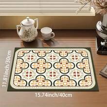 1pc Plaid Pattern Diatomaceous Earth Drying Mat, Non-Slip Heat-Resistant Absorbent Mat, Suitable For Kitchen Countertop, Coffee Machine, Tableware, Home Cafe Bar Party Decoration Placemat Gift - Multicolor - View 15