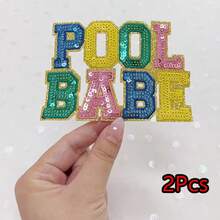 2/8入夏季海灘可愛時尚彩色亮片刺繡熱轉印貼布繡貼片,適用於衣物、包包、帽子、夾克、泳衣DIY裝飾 - 彩色 - 查看 12