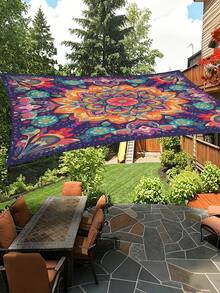 Colorful Geometric Floral Pattern Design Sunshade Cloth And Canopy, Multicolored Mandala Pattern With Floral Design Sunshade, 1pc 2D Flat Print Outdoor Camping Tent, Washable, Suitable For Various Scenes Such As Garden, Camping, Beach, Without Support Frame - Multicolor - View 9