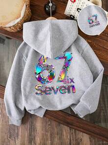 Tween Boy Cartoon Print Warm Crew Neck Sweatshirt - Grey - View 1