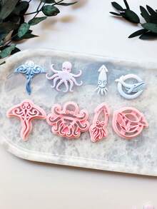 Octopus Squid Whale Flatfish Polymer Clay Cutter Set, Ocean Animals Clay Mold For DIY Earrings, Jewelry Making & Handmade Crafts - Marine Animals - View 5
