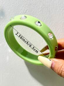 1 pieza Nuevo brazalete de color caramelo con contraste de diseño múltiple, material de resina, brazalete bohemio con espaciador envuelto, color vibrante, adecuado para joyería de capas diaria de mujeres - Multicolor C - Ver 6