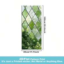 1 pieza Película de ventana de privacidad esmerilada con patrón de hoja de vidrio verde en forma de diamante, adhesivo electrostático de PVC reutilizable sin pegamento, adecuado para hogares, baños, dormitorios, oficinas, cafeterías y otros espacios - Pegatina de vidrio esmerilado - Ver 5