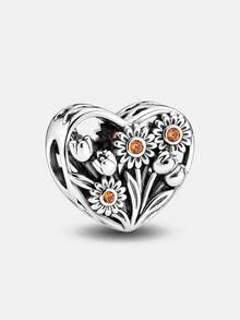 1 Stück 925er Sterlingsilber Cut Out Blumen-Herz-förmige Perlenkette, geeignet für Armbänder, Armreifen, DIY-Schmuckherstellung und tägliche/Muttertags-Dekoration, Schmuckdekoration für Frauen und Mädchen - Satz 1 - Übersicht 9