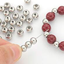 30pcs Stainless Steel Round Spacer Beads, Approx. 6mm Diameter, Hole Size Approx. 2mm/3mm, Polished Smooth Through-Hole Loose Beads, Bead Connectors, Decorative Beads, Suitable For DIY Jewelry Making, Necklaces, Earrings, Beading Accessories, Titanium Steel Bracelets, Jewelry Making Materials Beads & Bead Assortments - Stainless Steel Round Spacer Beads (30pcs) - View 4