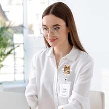 1/9pcs Cat Expression Doctor Nurse Badge Reel Retractable Crocodile Clip ID Holder Easy Pull - Multicolor - View 3