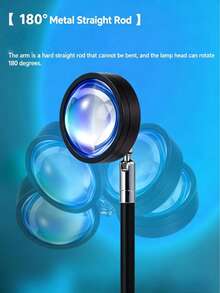 Lampu Senja dengan Kontrol Jarak Jauh 16 Warna, Colokan USB, Lampu Malam Proyektor yang Dapat Diputar 180°, Lampu Suasana Estetis untuk Dekorasi Kamar Tidur & Latar Belakang Selfie, Remote Membutuhkan 2 Baterai AAA (Tidak Termasuk) - sambungan universal baja RGB - View 11