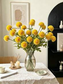 8pcs Artificial Flowers: Dandelion, Onion Flower And Chrysanthemum, Suitable For Home Decor, Living Room, Office, Kitchen, Wedding, Room Decor, Wedding Accessories, Autumn Decor, Wall Decor, Table Centerpiece, Wedding Centerpiece, Decorative Flowers, Wedding Flowers - Multicolor - View 4