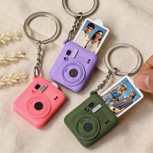 Single Piece Customizable Picture Camera Design Key Ring, Custom Personalised Mini Camera Key Holder, Decorative Hanging Accessory For Backpack Handbag, Ideal Thoughtful Holiday Gift For Anniversary Birthday Xmas Valentine Mothers Fathers Day - Pink - View 10