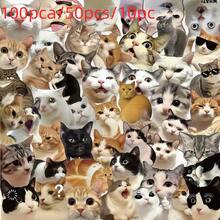 100 Stück/Wasserdichte, sonnenfeste, hochwertige transparente Aufkleber, Cartoon-Katzen- und lustige Katzen-Aufkleber (geeignet für Schreibwaren, Koffer, Kühlschrank-Aufkleber), Feiertags-Party-Geschenke, zufällige Farben und Stile, Schulbedarf - Mehrere Stile - Übersicht 5