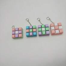 1pc Random Color 9-Key Mechanical Keyboard Keychain, Fingertip Stress Relief Macaron Color Soft Rubber Material, Random Color And Style, Suitable For Travel And Office Use, With Relaxation And Stress Relief Function, Perfect As Birthday, Easter And Christmas Gift - Multicolor - View 5