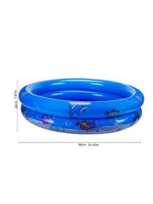 1pc,Outdoor 2-Ring Round Inflatable Swimming Pool,Ocean Printed Inflatable Round Pool,Round Double Layer Inflatable Pool 90cm, Cartoon Sea Animal Pattern PVC Portable Water Basin For Outdoor Backyard Summer Bath, Sandbox & Fishing Activity - Multicolor - View 6