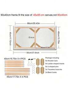 1組木製畫布框松木內框DIY框架套件，適用於30x40cm 40x60cm 50x70cm畫布，鑽石畫、畫廊式包邊油畫、牆面藝術裝飾（畫布尺寸必須大於框架），入厝禮物 - 彩色 - 查看 31