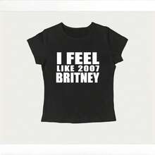 Vintage Y2K Style Crop Top From The 2000s With Letter Print, Casual Short Sleeve T-Shirt, Sexy And Daring Style, Fitted Summer Clothing For Women. - 酒紅色 - 查看 7