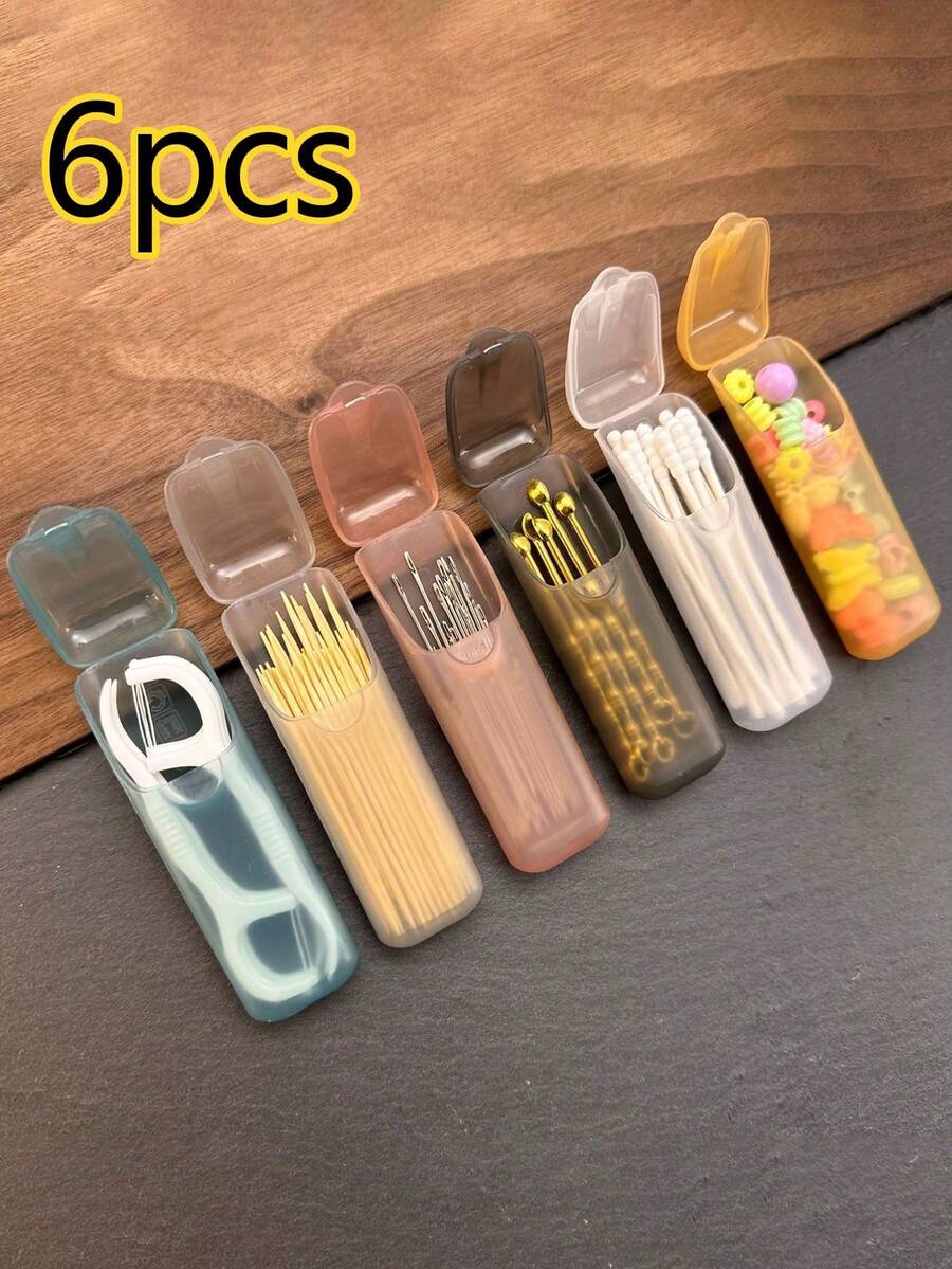 6/1 Portable Dental Floss And Toothpick Box - Leak Proof Travel Medicine Box - Suitable For Going Out, Traveling, Home, And Office Use - Space Saving Design, Outdoor Enthusiasts, Toothpick Organizer, Toothpick Dispenser, Kitchen Toothpick Box - View 1