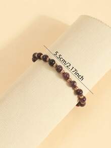 1pc Beaded Bracelet Niche Design Round Bead Bracelet Premium Feel Versatile For Daily Wear - Multicolor - View 4