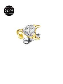 1pc G23 Titanium Gold Flower Heart Moon Spider Butterfly Cross Pentagram Zirconia Inlaid Stud, Suitable For Daily Wear - Gold - View 12