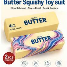 2Pcs-Realistic Butter + Swirl Youtiao Squishy Toys - Soft Stress Relief Finger Toys, Suitable For Teens/Adults/Children, Slow Rebound Sensory Stress Relief Toys - Multicolor - View 1