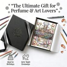 A5 Perfume Art 3合1素描、描摹與著色書，30頁黑色螺旋裝訂成人壓力緩解活動書 - 1Pc - 查看 9