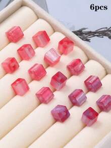 6pcs 8mm UV Sensitive Color-Changing Resin Square Loose Beads, High Transparency Fine Glitter Gradient Beads, DIY Beading Material - Square Light-changing Gradient Beads - View 8