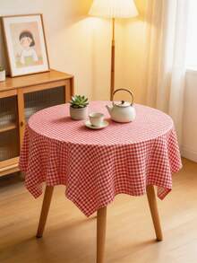 MineLain 1pc Minimalist Red Plaid Tablecloth, Rectangular Tablecloth, Coffee Table, Cabinet, Small Square Table, Bedside Table Cover, Home Decor, Room Decor, Suitable For Gathering, Dinner, Party, Holiday, Celebration, Outdoor, Garden, Picnic, Camping Decoration, All Season Use, Spring Summer Decor, Autumn Decor - Red - View 18